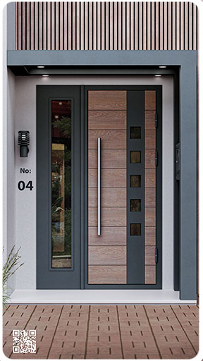 Kapı yüzeyi için parametrik modelleme ve fotogerçekçi kaplama uygulaması.