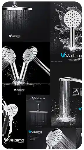 E-ticaret ve reklamcılık için fotogerçekçi duş sistemleri poster çalışmaları