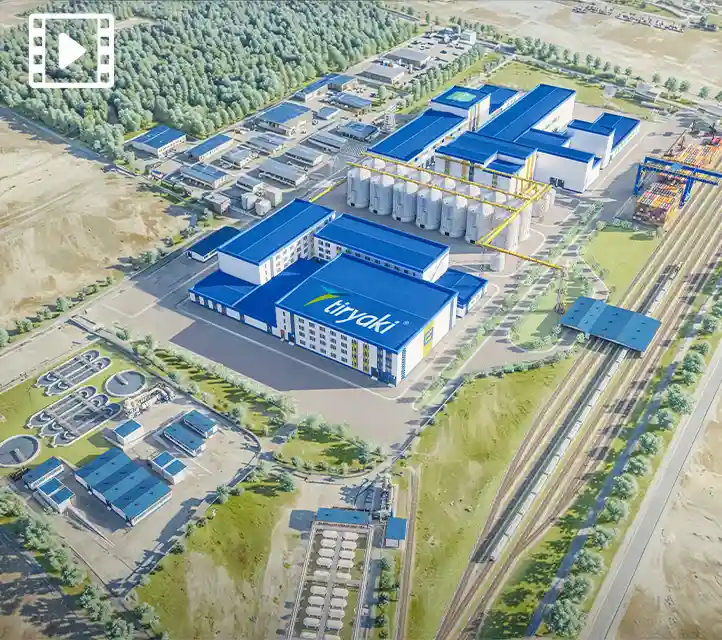 Kazakistan - Tesis 3D Animasyon Kazakistan'da hayata geçirilmesi planlanan büyük ölçekli tahıl ve un işleme tesisinin genel mimari yapısını ve lojistik organizasyonunu görselleştirmektedir.