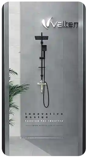 Valtemo Matte Black Shower Faucet System 3D Visualization Modern banyo armaturleri ve inovatif tasarim cozümlerine yonelik